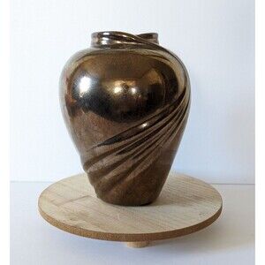 Vintage Haeger Ceramic Pottery Brown Bronze Postmodern Wave Organic Shell